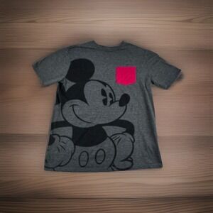 Disney Parks Mickey Mouse Pocket T-Shirt Gray Red Pocket Men's Small Graphic Tee
